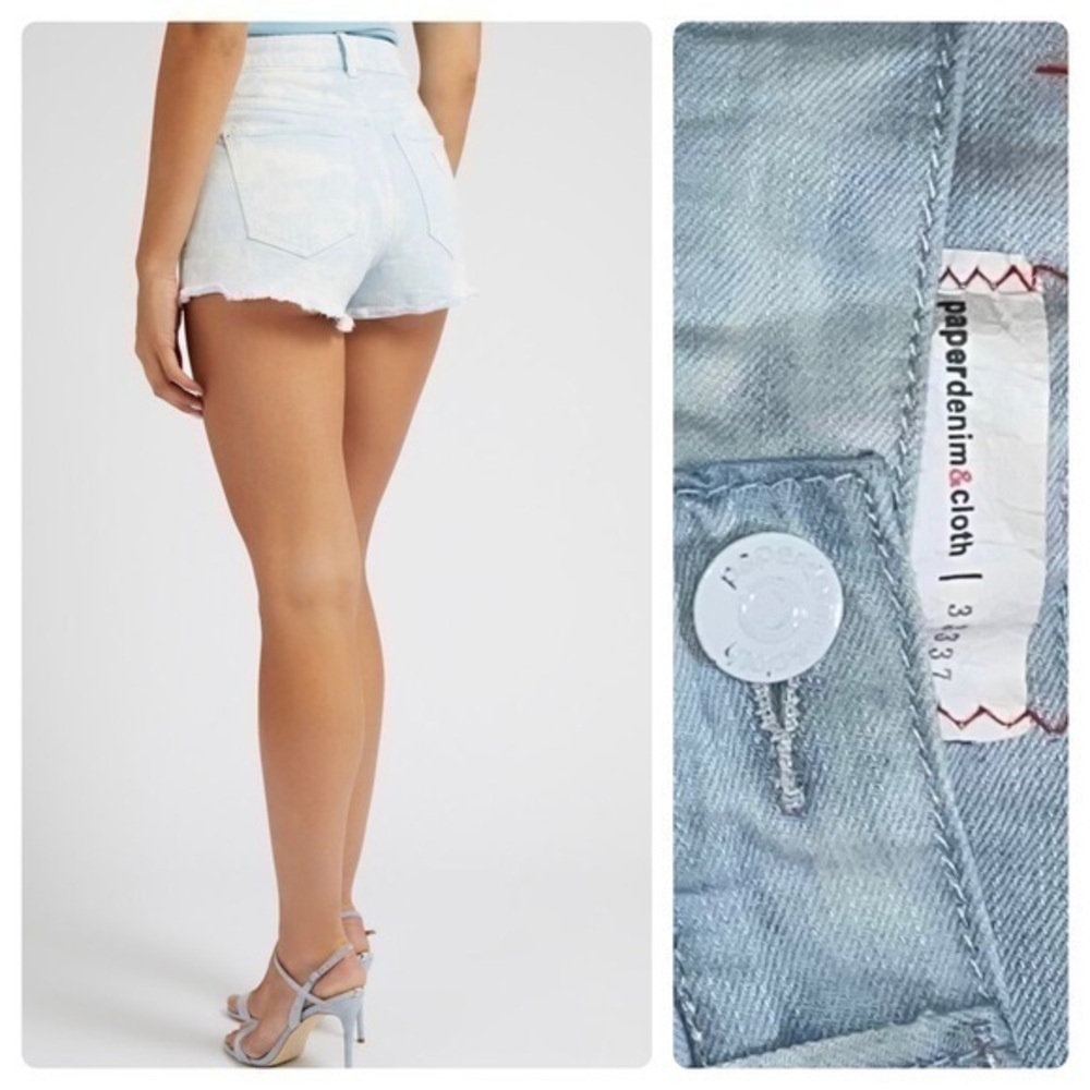 Paper Denim & Cloth Jean denim Shorts light blue raw him short short